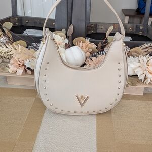 Valentino Orlandi Cream Studded Shoulder Bag